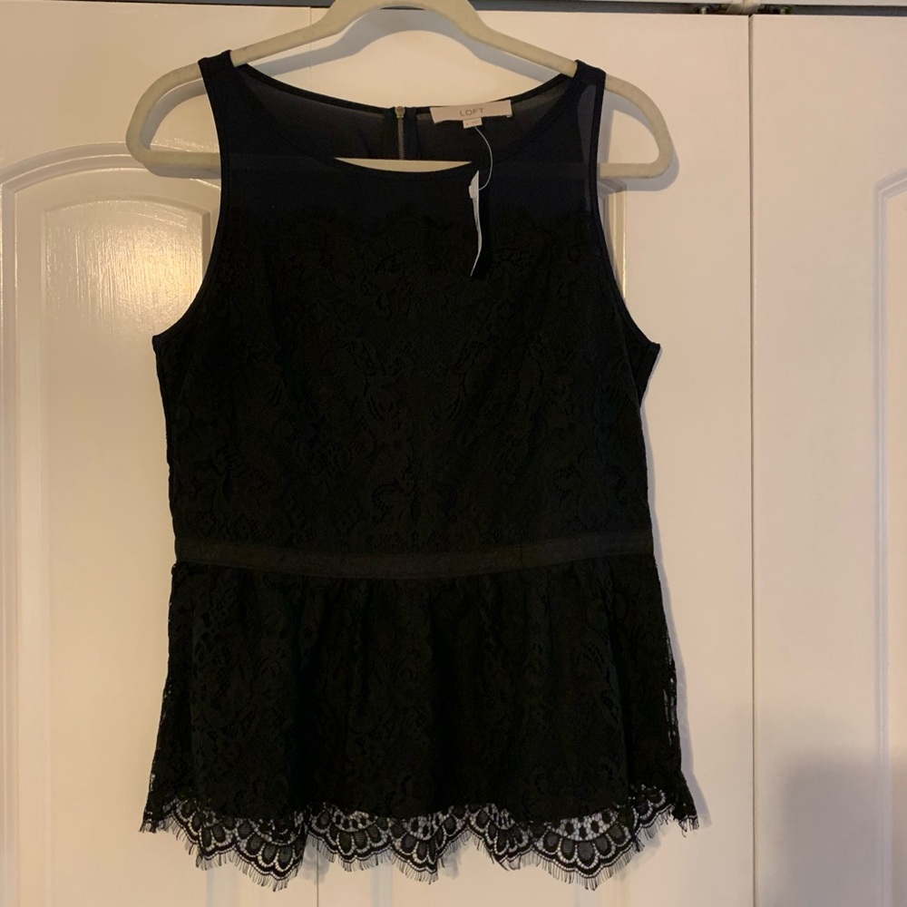 Loft NWT black lace peplum 8